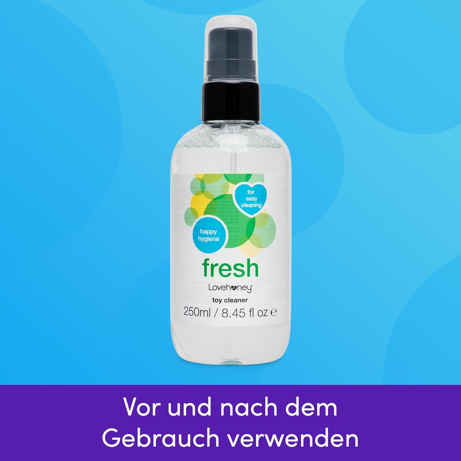 Lovehoney Fresh Sex Toy Cleaner - Soluție de curățare pentru jucării sexuale - Spray de curățare pentru jucării sexuale pentru o curățare sigură și igienică a acestora - Soluție de curățare pe bază de apă - Sticlă cu pulverizator de 250 ml