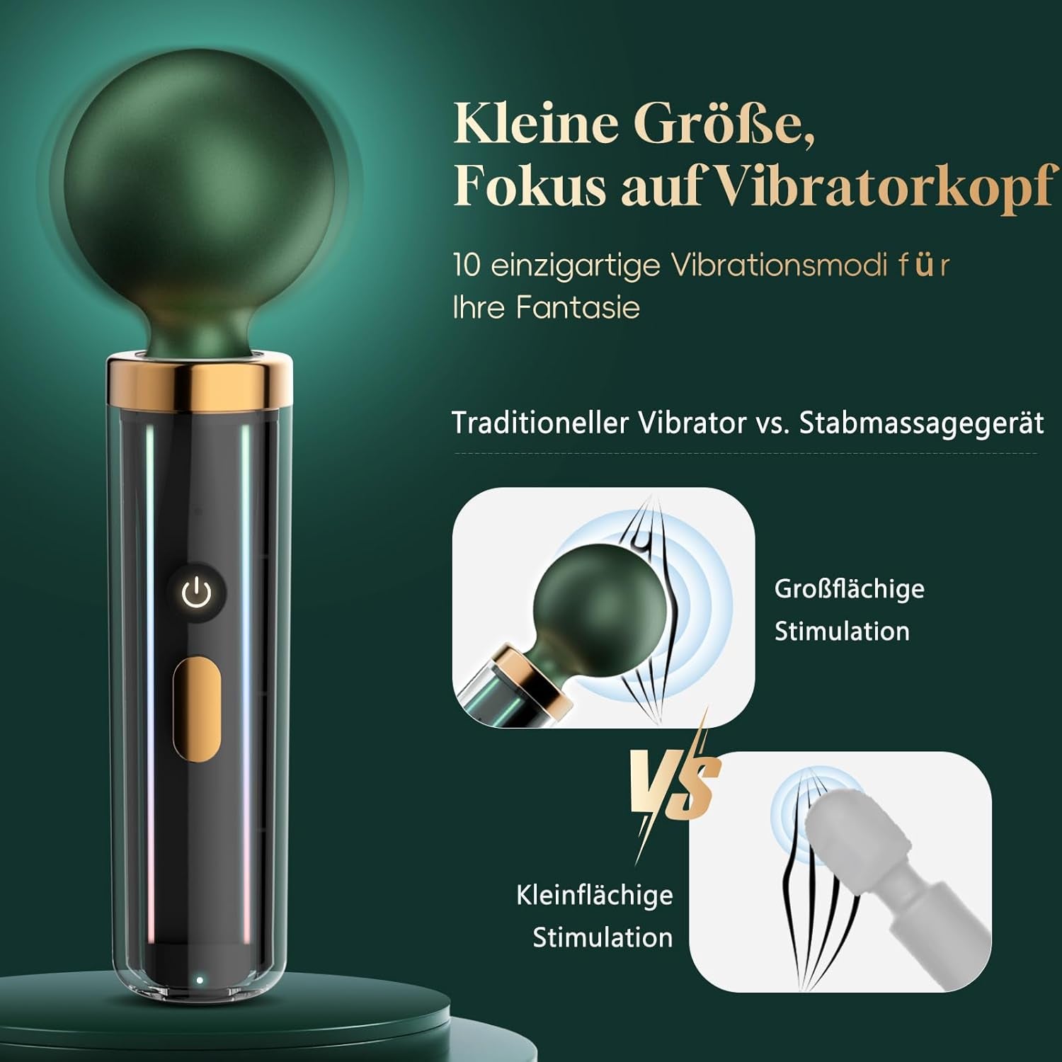 Jucărie sexuală vibratoare Magic Wand pentru femei, mini masaj cu vibrații pentru femei cu 10 moduri de vibrație, masaj silențios și puternic, partener sexual extrem