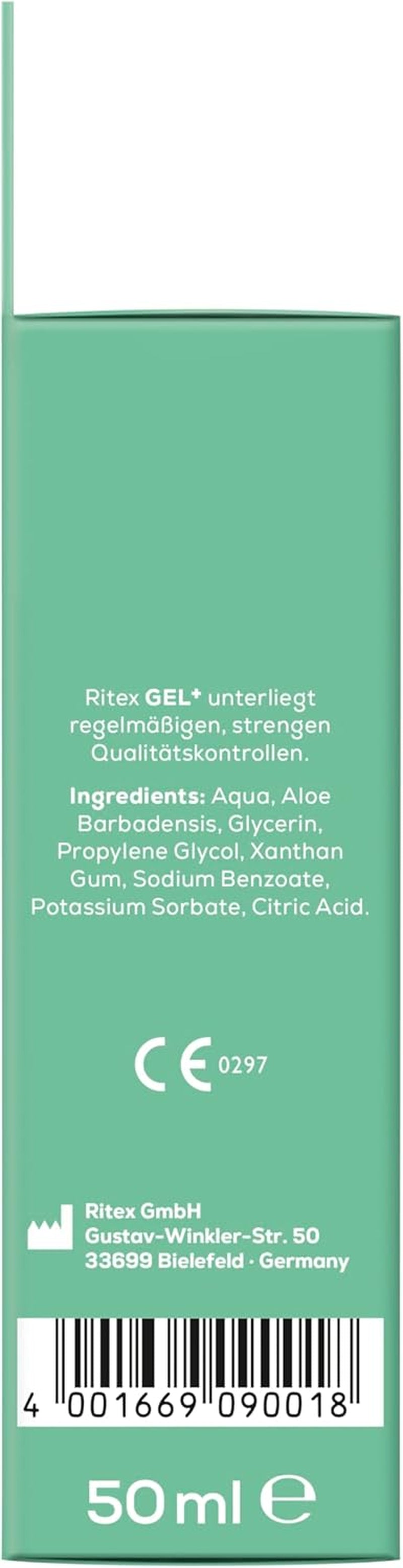 Gel lubrifiant Ritex GEL+ cu aloe vera organică, protejează și îngrijește, pe bază de apă, 50 ml, fabricat în Germania