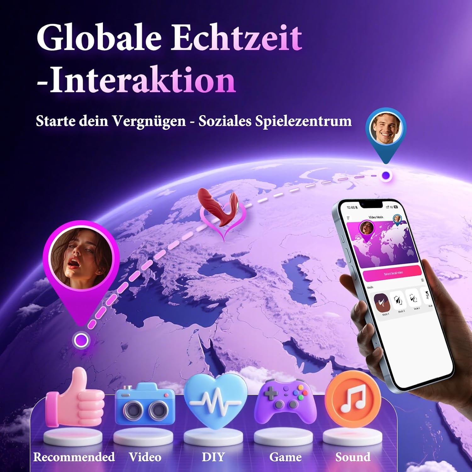 Vibrator fluture cu dildo, jucărie sexuală - Vibrații pentru femei, aplicație portabilă cu 9 moduri de vibrație, jucărie sexuală pentru femei, vibratoare, stimulator clitoridian pentru ea, jucărie sexuală pentru cupluri și solo