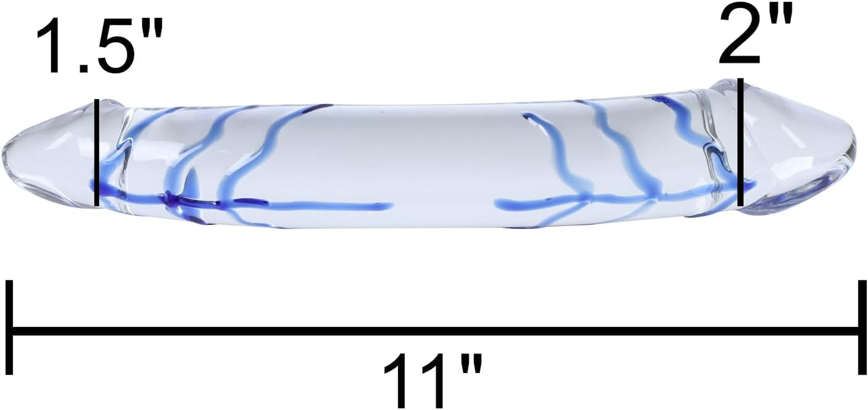 Dildo NewMaxer Blue Swirl, dur ca piatra, mare, cu două capete, din sticlă, masturbator feminin cu cristale, cu două capete (27,9 cm)
