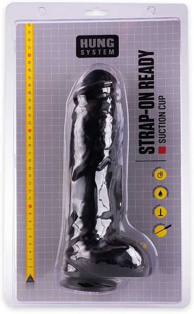 Dildo „Zac L” 25.5x7.0cm, cu ventuză, (Negru)