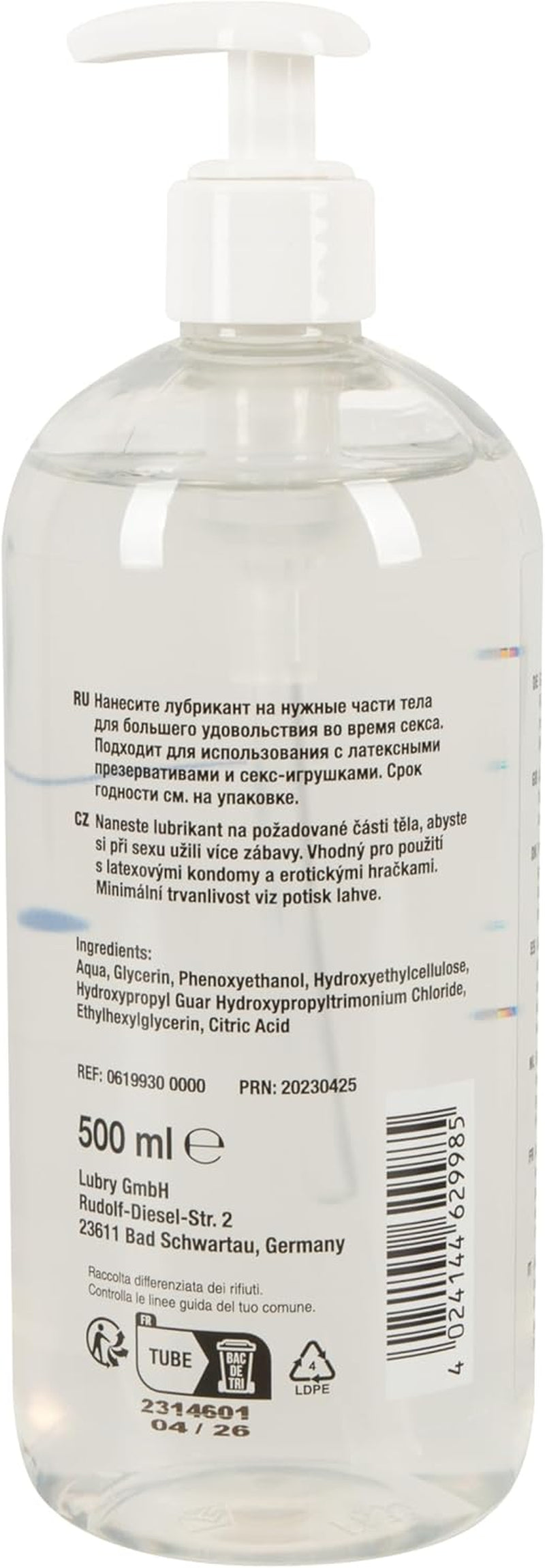 Lubrifiant transparent pe bază de apă 500 ml