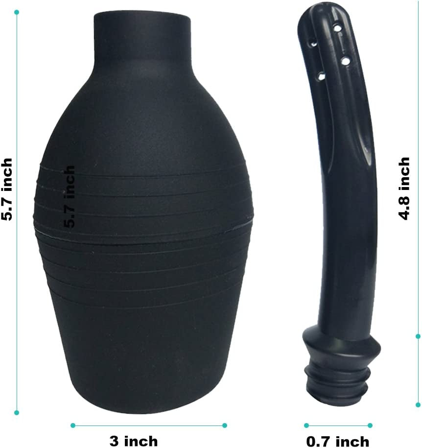 Bec pentru clismă de duș anal, curățitor de clismă de duș vaginal pentru sănătatea femeilor sau bărbaților (310 ml negru)