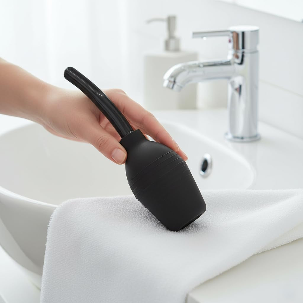 Bec pentru clismă de duș anal, curățitor de clismă de duș vaginal pentru sănătatea femeilor sau bărbaților (310 ml negru)
