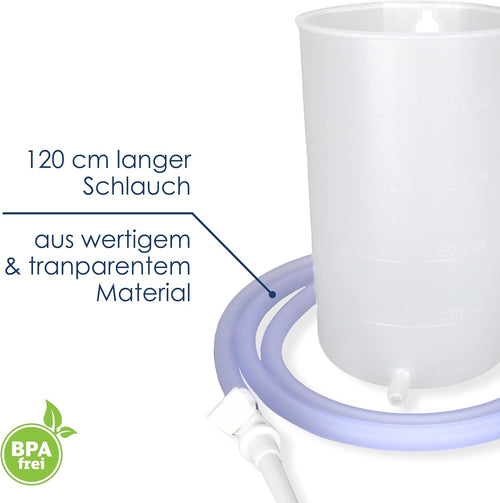 Set Clismă Premium Dr. Wunder® 1 litru incl. 3x Sonde Rectale (40 cm) – Fabricat în Germania | Set complet de irigatoare de înaltă calitate pentru curățarea igienică a intestinelor | Fără BPA | cu instrucțiuni detaliate