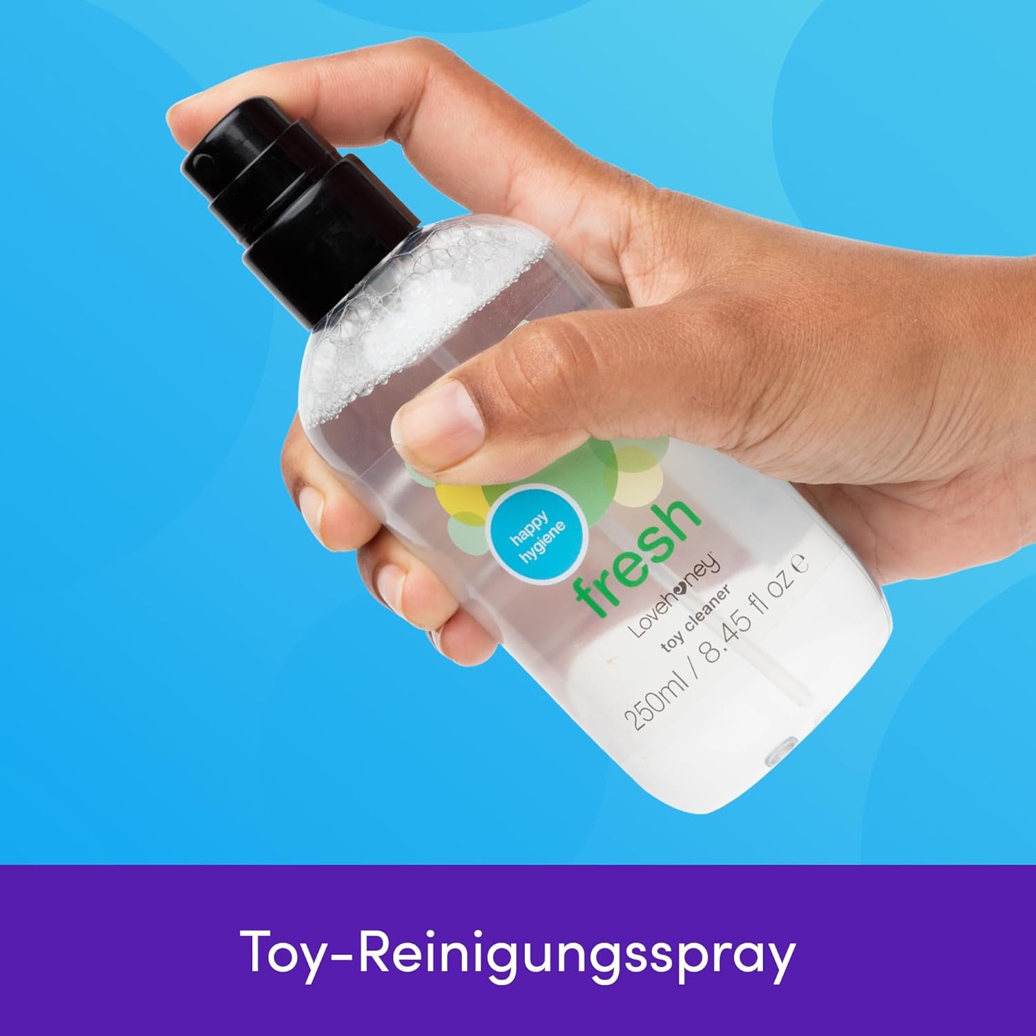 Lovehoney Fresh Sex Toy Cleaner - Soluție de curățare pentru jucării sexuale - Spray de curățare pentru jucării sexuale pentru o curățare sigură și igienică a acestora - Soluție de curățare pe bază de apă - Sticlă cu pulverizator de 250 ml