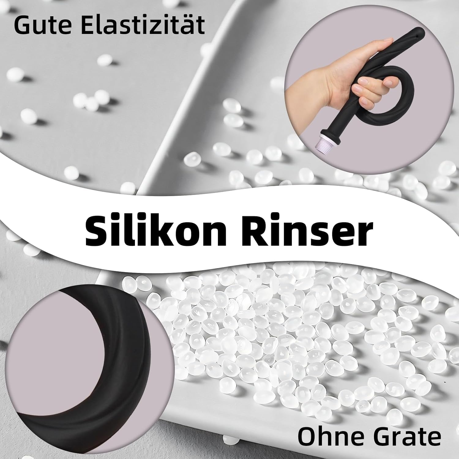 Cap de duș pentru clismă, furtun atașabil (prelungire 430 mm), accesoriu pentru duș anal, cap de duș, duș vaginal. Poate fi luat și în deplasare.