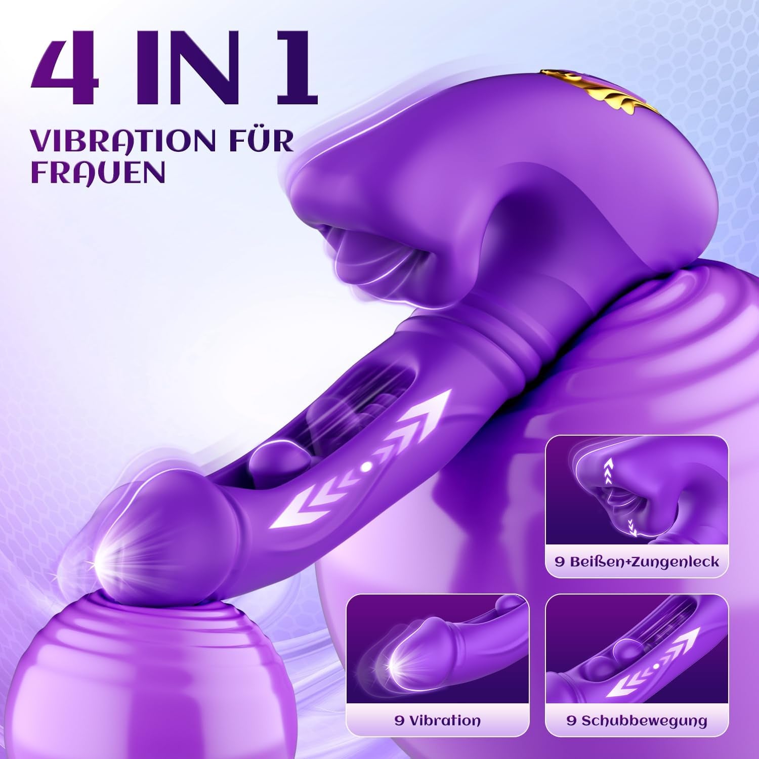 Vibrații pentru femei, vibrator dildo cu funcție de penetrare internă, jucărie sexuală pentru femei cu 9 moduri de linge-limba, 9 de penetrare și 9 de vibrație, set vibrator, set de jucării sexuale pentru punctul G și clitorisul femeilor