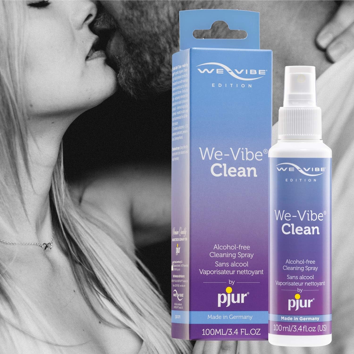 Spray de curățare We-Vibe de la pjur - Spray de curățare pentru jucăriile We-Vibe - Fabricat în Germania - Curățare igienică fără alcool și parfum (100ml)
