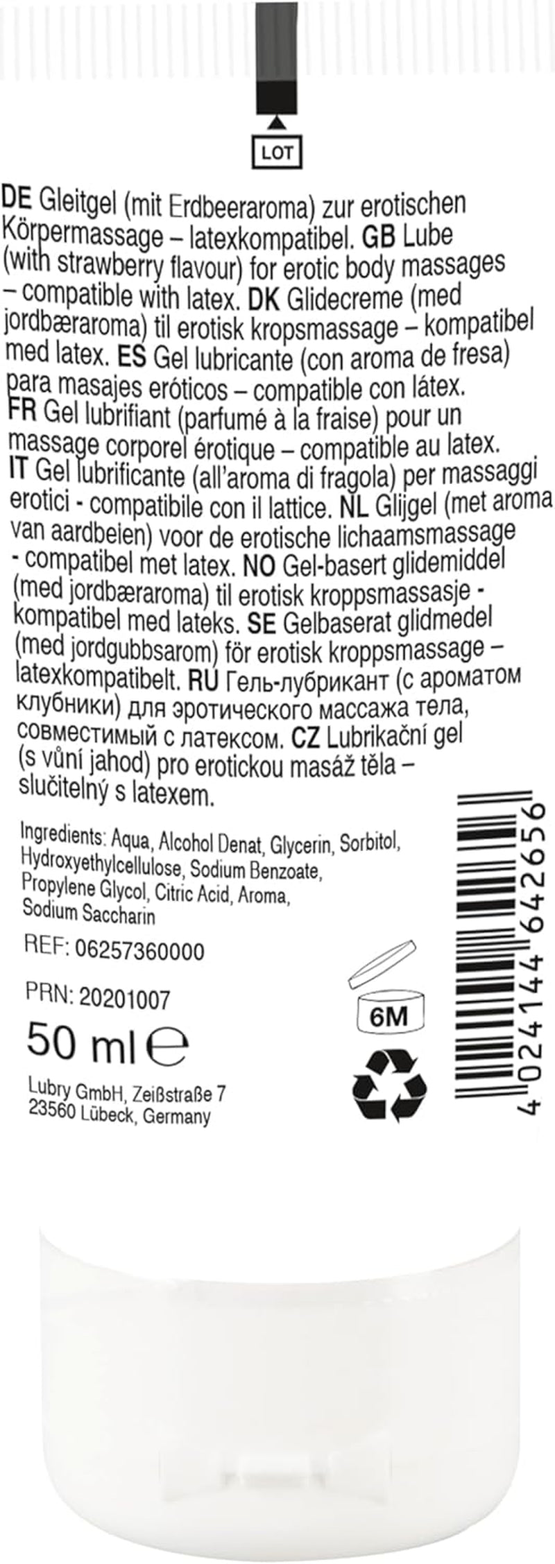 You2Toys Lick it! Gel de masaj erotic „Căpșuni” - lubrifiant seducător pentru femei și bărbați, pe bază de apă, vegan, cu aromă de căpșuni, 50 ml