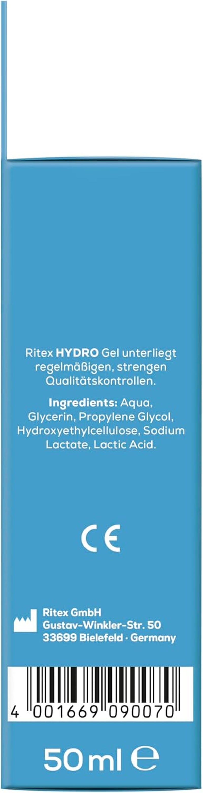 Ritex Hydro Sensitive Gel – Lubrifiant natural pe bază de apă, 2 x 50 ml, masaj și lubrifiant fără conservanți, parfumuri și coloranți – compatibil cu prezervativele, testat dermatologic, fabricat în Germania