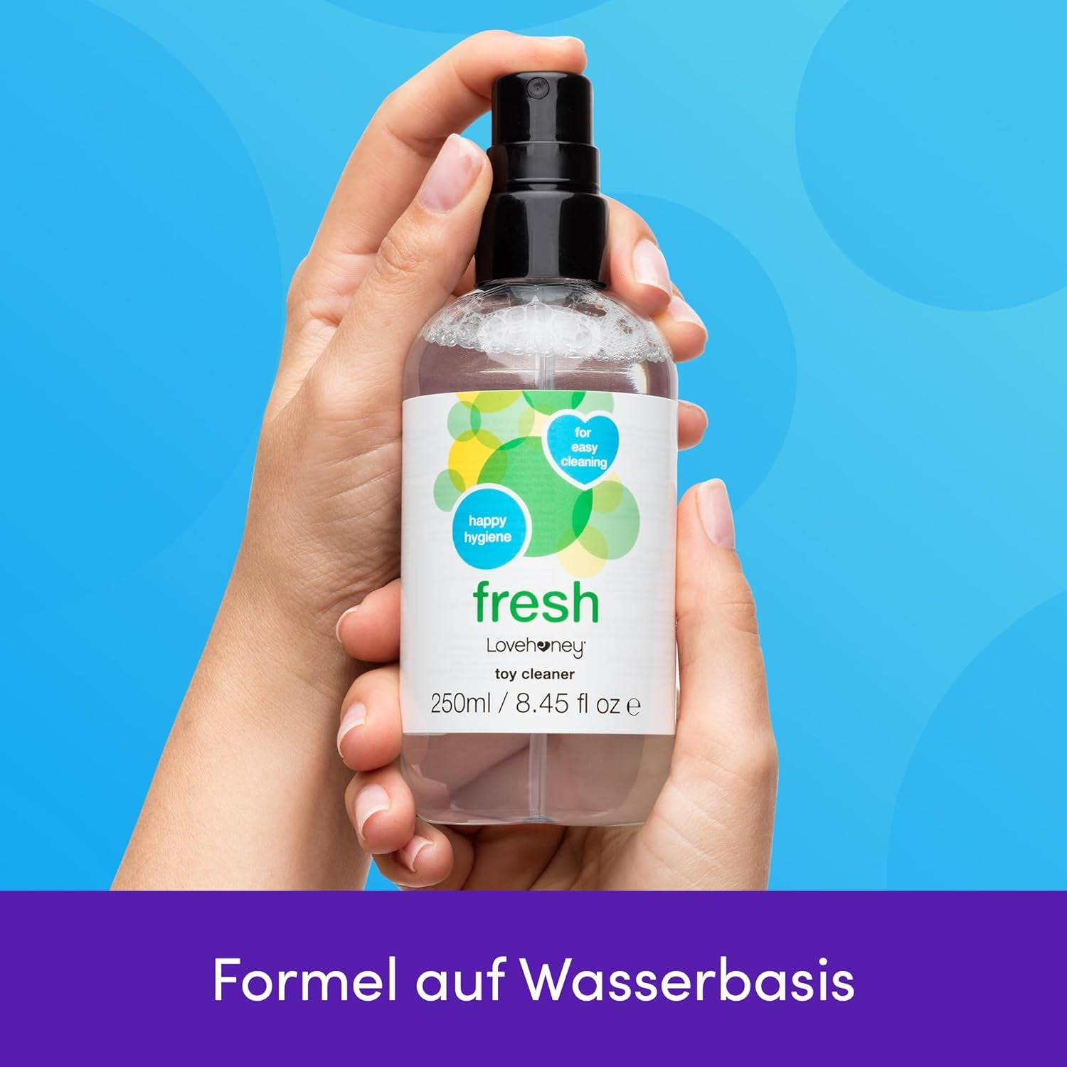 Lovehoney Fresh Sex Toy Cleaner - Soluție de curățare pentru jucării sexuale - Spray de curățare pentru jucării sexuale pentru o curățare sigură și igienică a acestora - Soluție de curățare pe bază de apă - Sticlă cu pulverizator de 250 ml