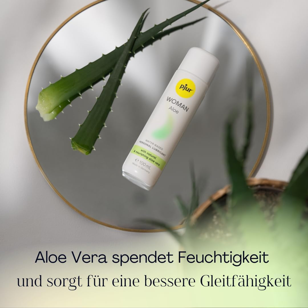 pjur WOMAN Aloe - Lubrifiant pe bază de apă cu aloe vera - pentru pielea sensibilă a femeilor - mai multă distracție și îngrijire în timpul actului sexual (100ml)