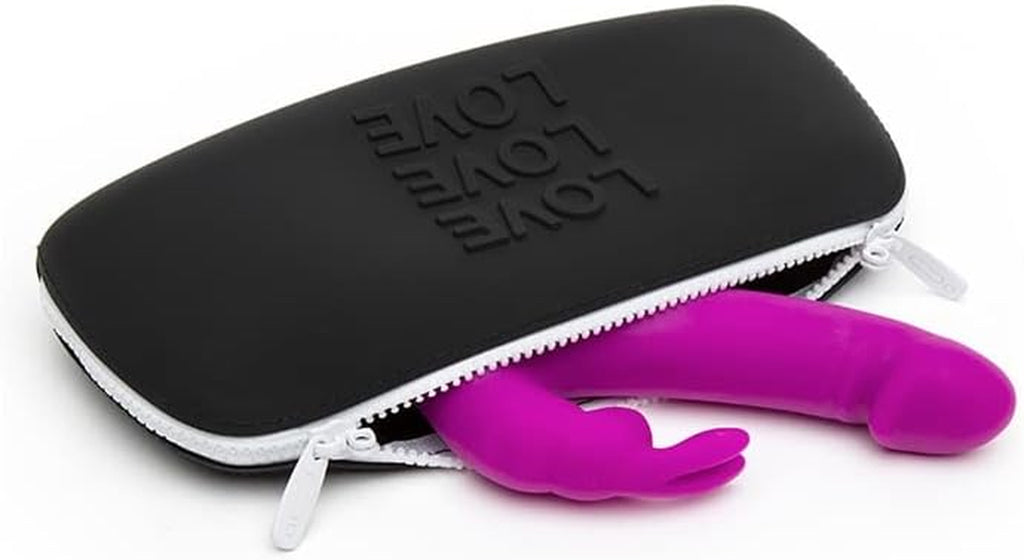 Geantă medie cu fermoar Love Storage - Husă vibratoare pentru adulți, neagră, 1 buc.