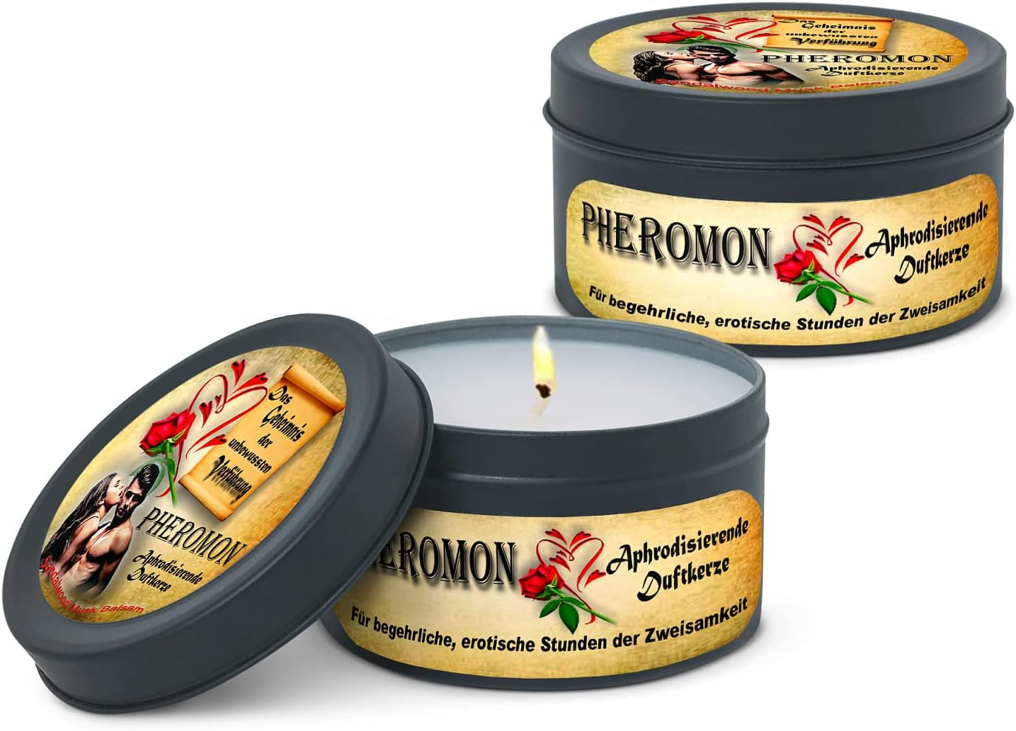 Lumânare parfumată cu feromoni afrodisiaci - pachet dublu - 2 bucăți.