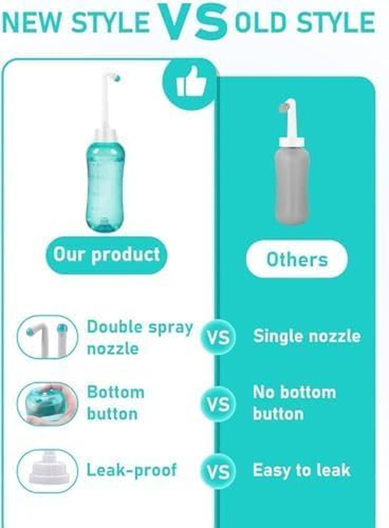 Podusche Portable Bidet 450 ml - Bidet Handbrause mit 2 Düsen für Vaginal Dusche, Klistier, Analdusche für Mann Frau, Travel Bidet Intimdusche für Reisen