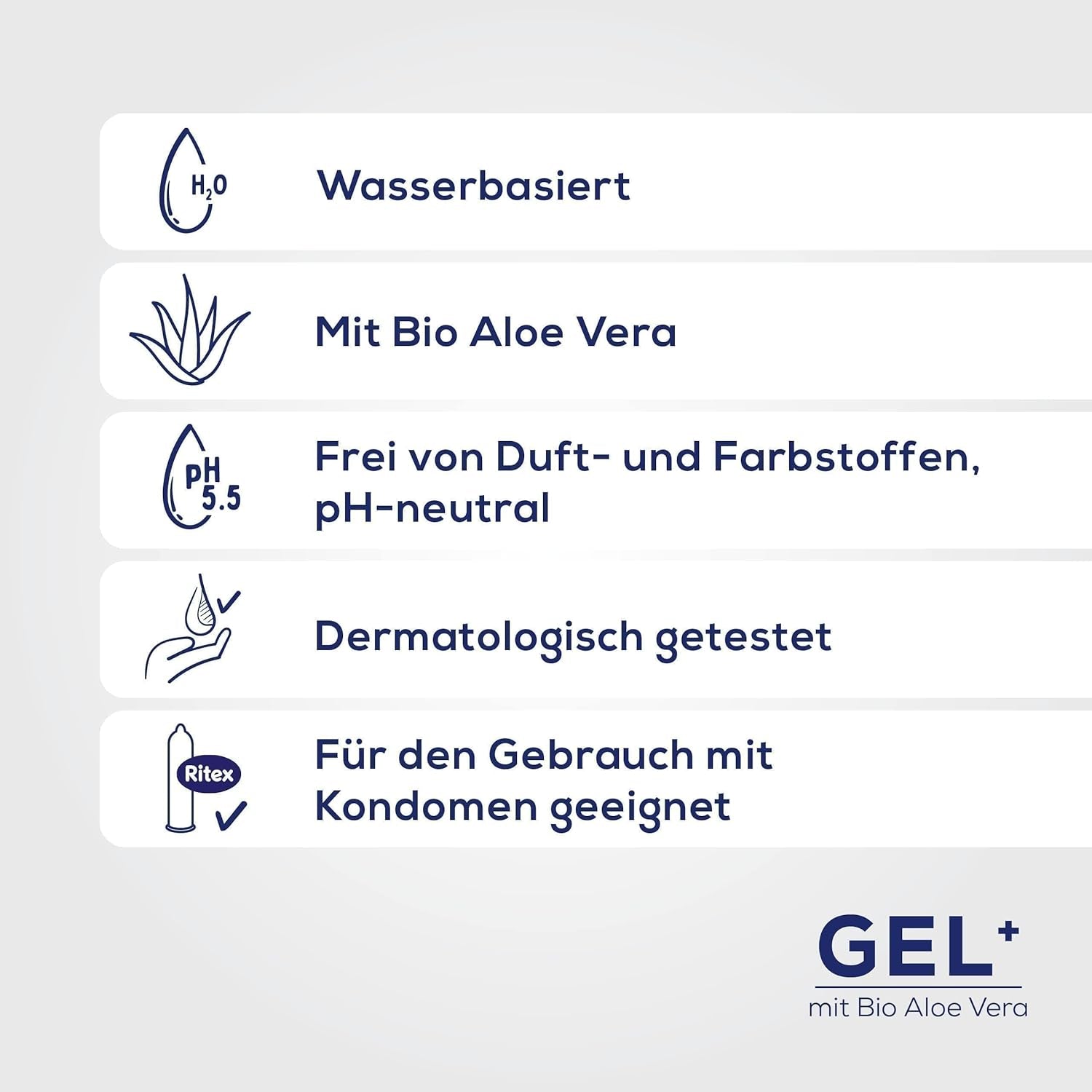 Gel lubrifiant Ritex GEL+ cu aloe vera organică, protejează și îngrijește, pe bază de apă, 50 ml, fabricat în Germania