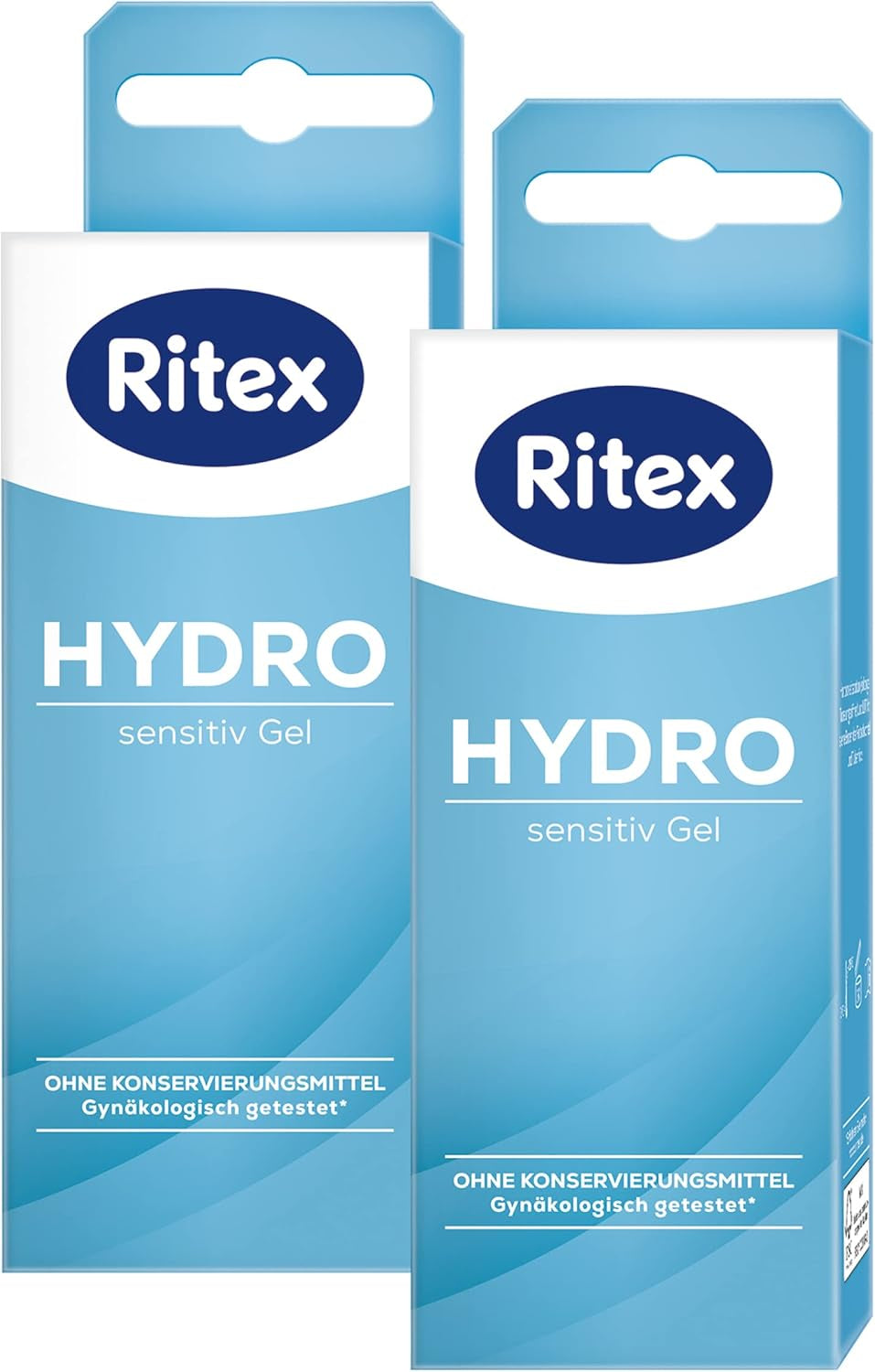 Ritex Hydro Sensitive Gel – Lubrifiant natural pe bază de apă, 2 x 50 ml, masaj și lubrifiant fără conservanți, parfumuri și coloranți – compatibil cu prezervativele, testat dermatologic, fabricat în Germania