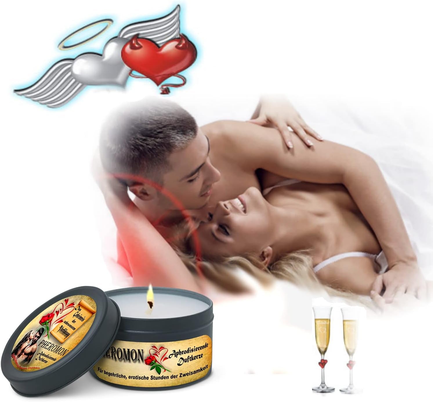 Lumânare parfumată cu feromoni afrodisiaci - pachet dublu - 2 bucăți.