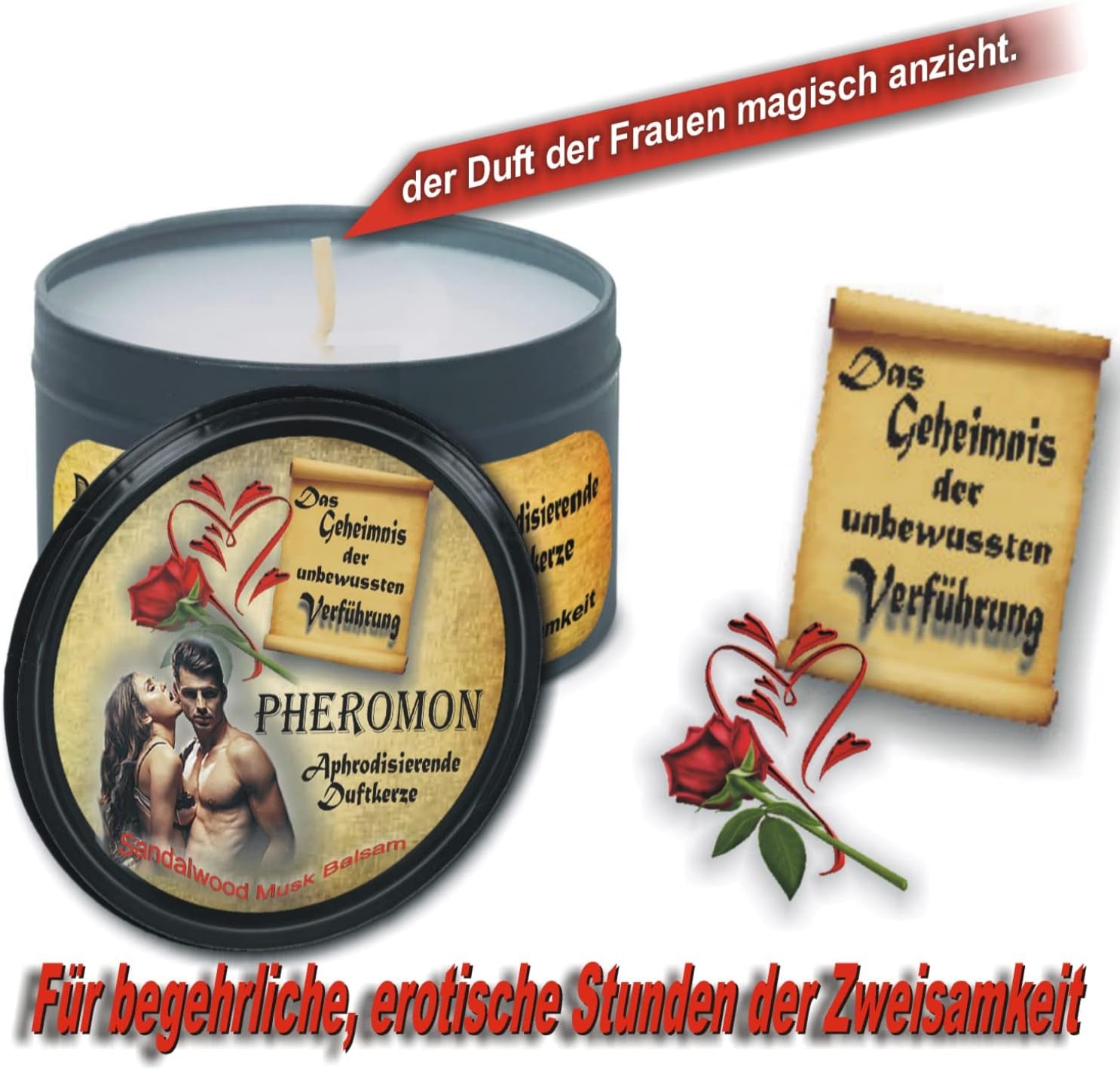 Lumânare parfumată cu feromoni afrodisiaci - pachet dublu - 2 bucăți.