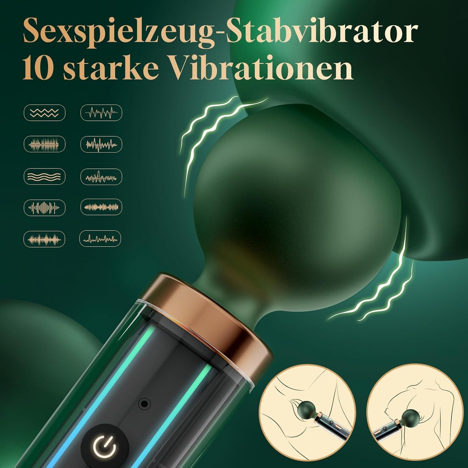 Jucărie sexuală vibratoare Magic Wand pentru femei, mini masaj cu vibrații pentru femei cu 10 moduri de vibrație, masaj silențios și puternic, partener sexual extrem