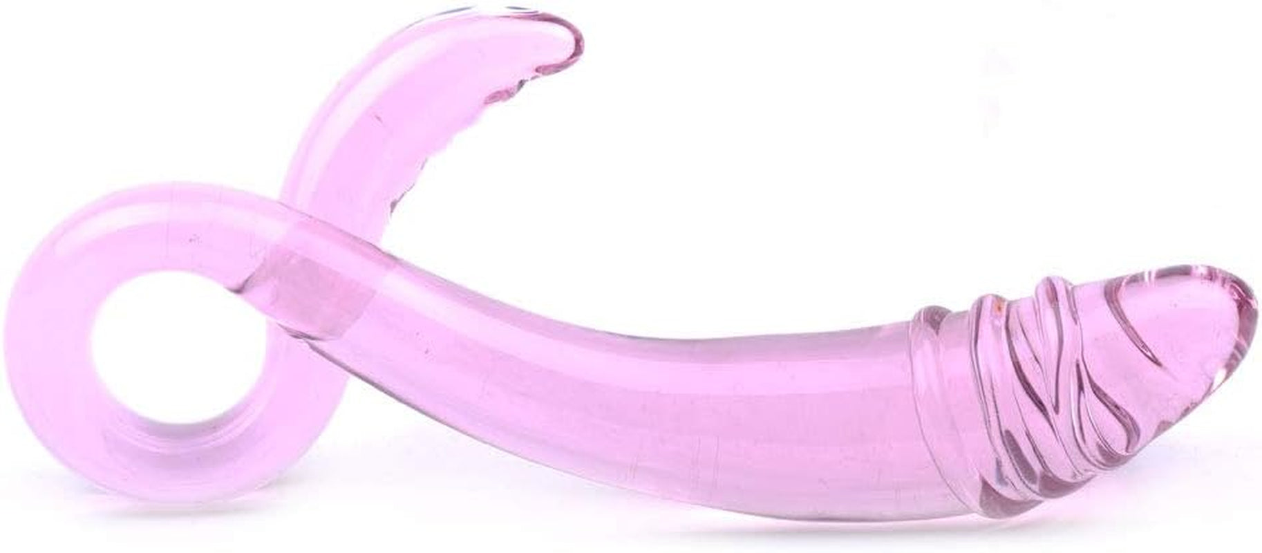 Jucărie sexuală Pleasurebox, dildo masaj senzual din sticlă, 17 cm, roz, cu efect de gâdilare