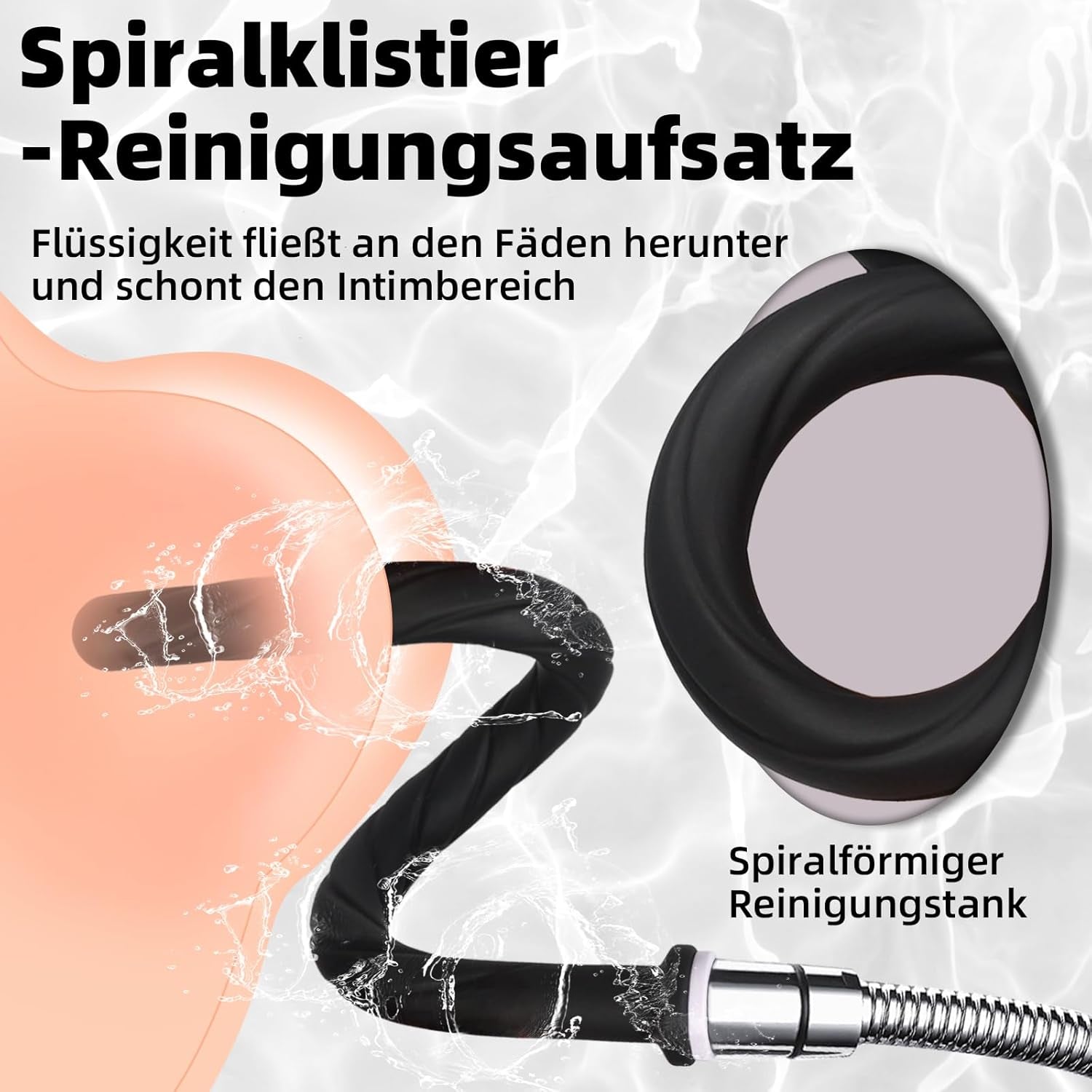 Cap de duș pentru clismă, furtun atașabil (prelungire 430 mm), accesoriu pentru duș anal, cap de duș, duș vaginal. Poate fi luat și în deplasare.