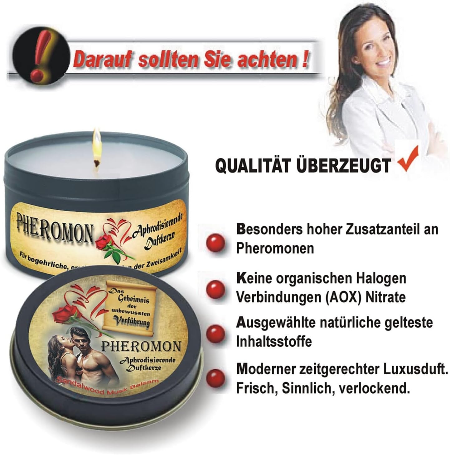 Lumânare parfumată cu feromoni afrodisiaci - pachet dublu - 2 bucăți.