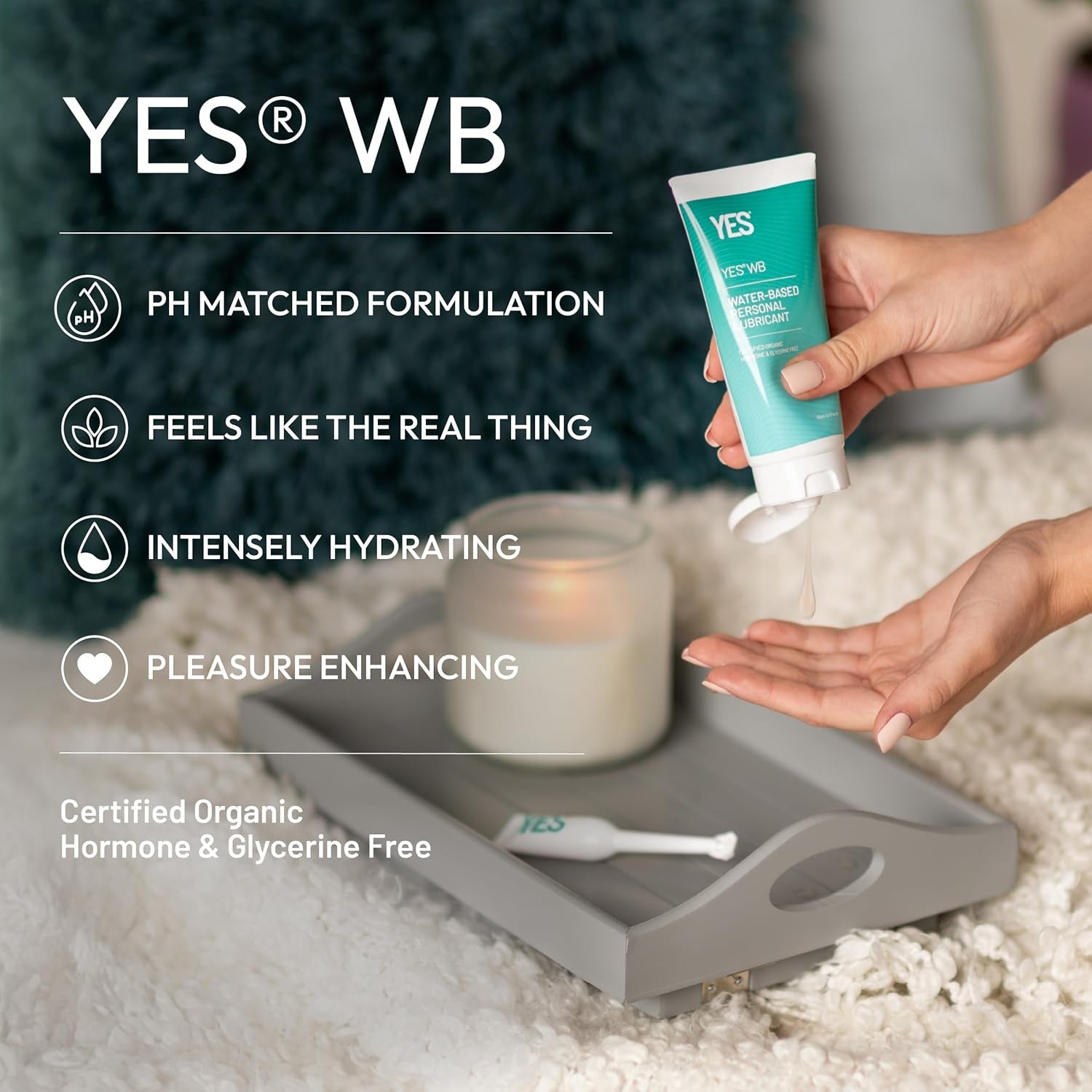 Lubrifiant pe bază de apă YES® WB | Lubrifiant intens hidratant pe bază de apă | Certificat organic | Fără hormoni și glicerină | pH echilibrat (150 ml)