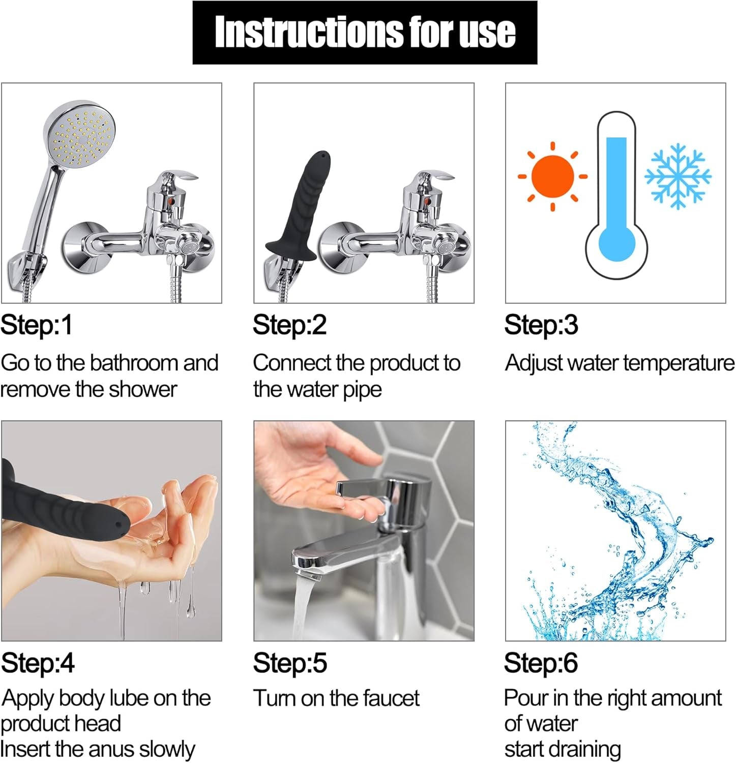 Cap de duș cu clismă din silicon, cap de duș anal, curățitor de duș, sistem de duș cu clismă, cap de duș manual, duș anal, set de curățare vaginală, clismă de duș pentru bărbați și femei