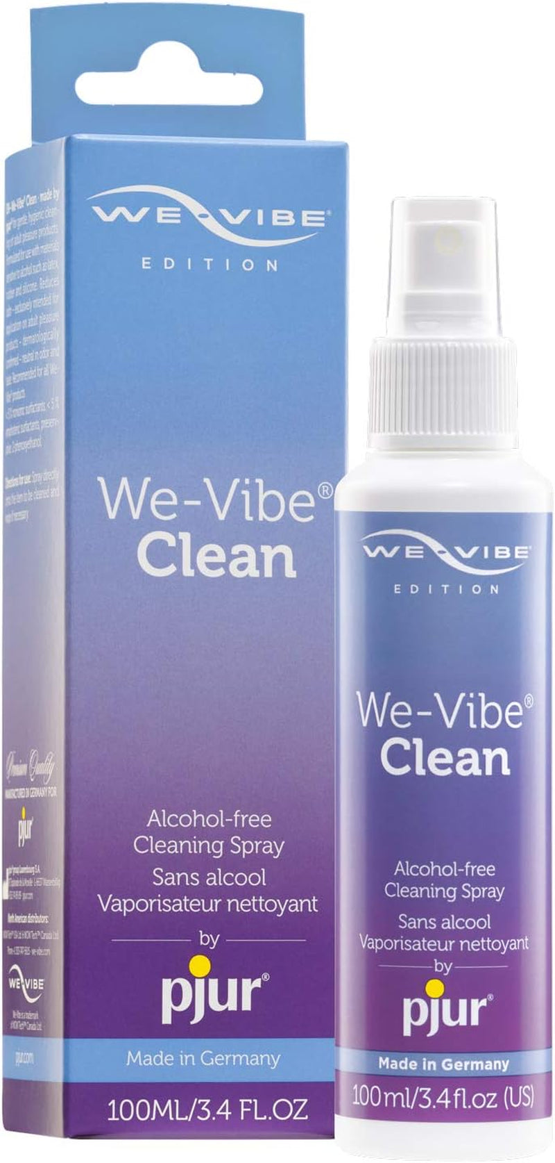 Spray de curățare We-Vibe de la pjur - Spray de curățare pentru jucăriile We-Vibe - Fabricat în Germania - Curățare igienică fără alcool și parfum (100ml)