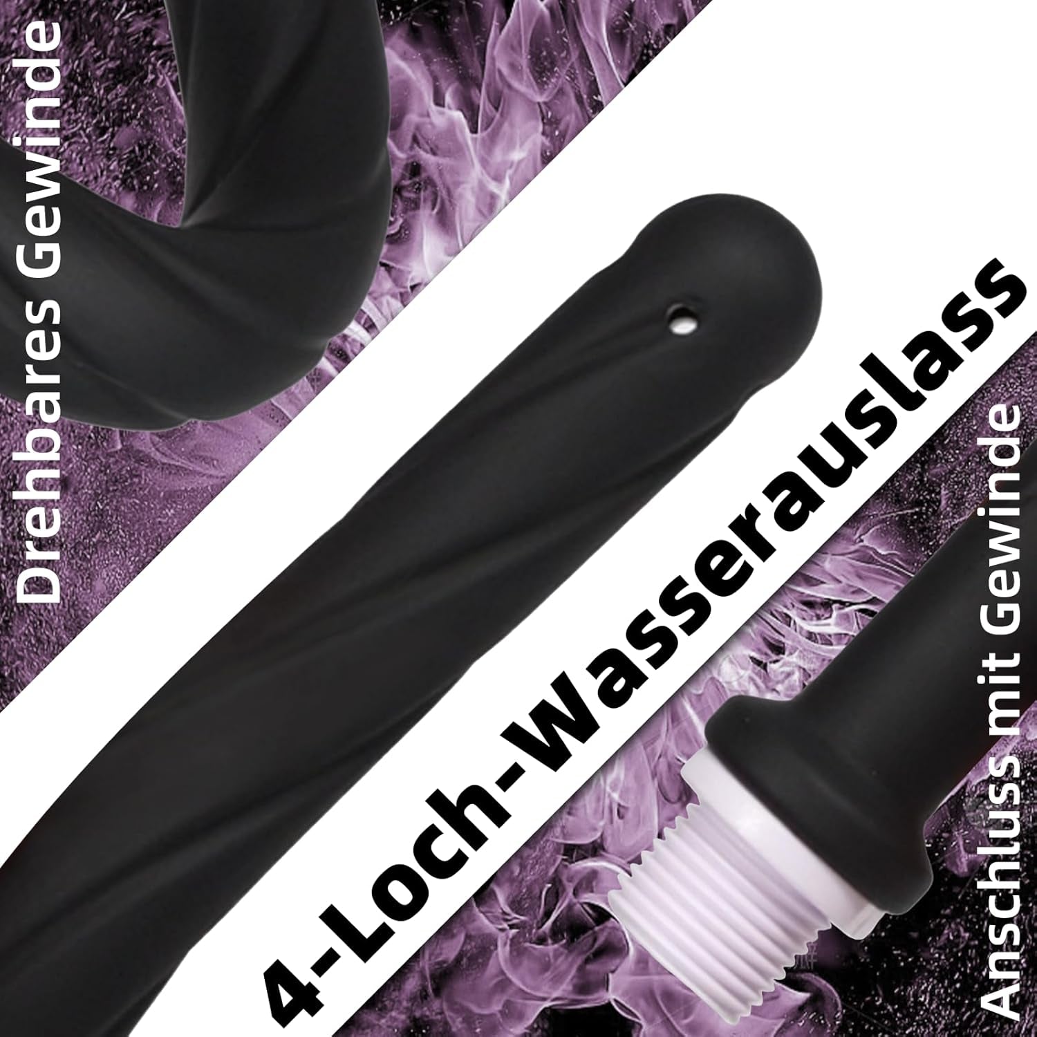 Cap de duș pentru clismă, furtun atașabil (prelungire 430 mm), accesoriu pentru duș anal, cap de duș, duș vaginal. Poate fi luat și în deplasare.