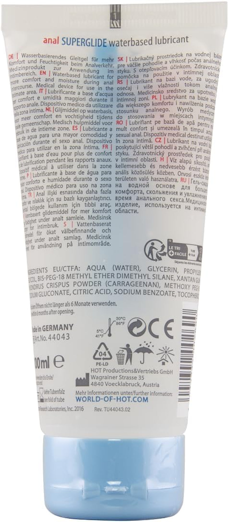 Anal Superglide - lubrifiant pe bază de apă, 100 ml