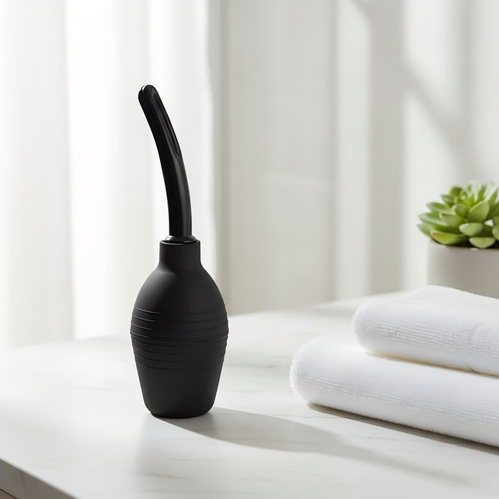 Bec pentru clismă de duș anal, curățitor de clismă de duș vaginal pentru sănătatea femeilor sau bărbaților (310 ml negru)